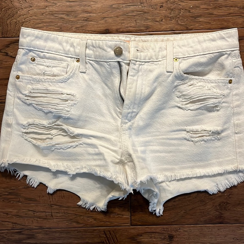 White Jean Cut Off Shorts